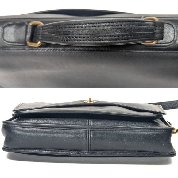 COACH USA Vintage Black Leather Briefcase Shoulder Bag - Made in USA - Picture 7 of 16